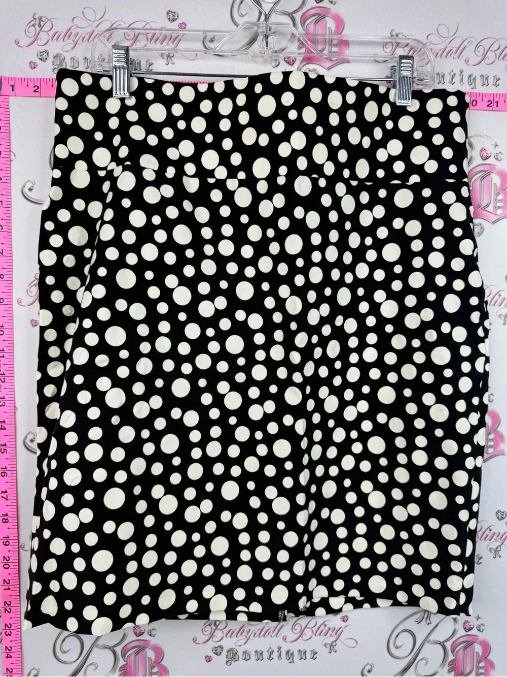 Lily Morgan skirt pencil dotted white black Polka Dot Black Pencil Skirt - Picture 3 of 12